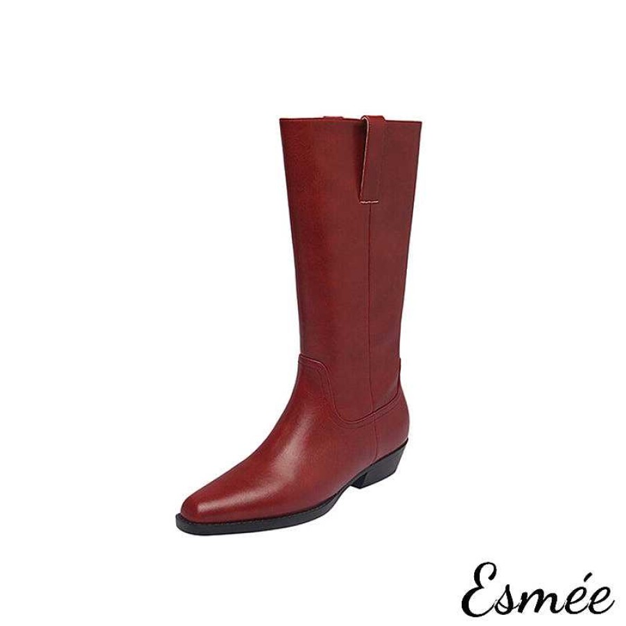 Shoes Esmée | Leather Long Boots With Almond Toe