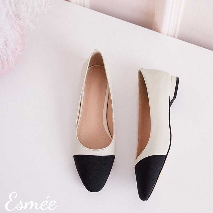 Shoes Esmée | Leather Ballet Flats With Toe Cap