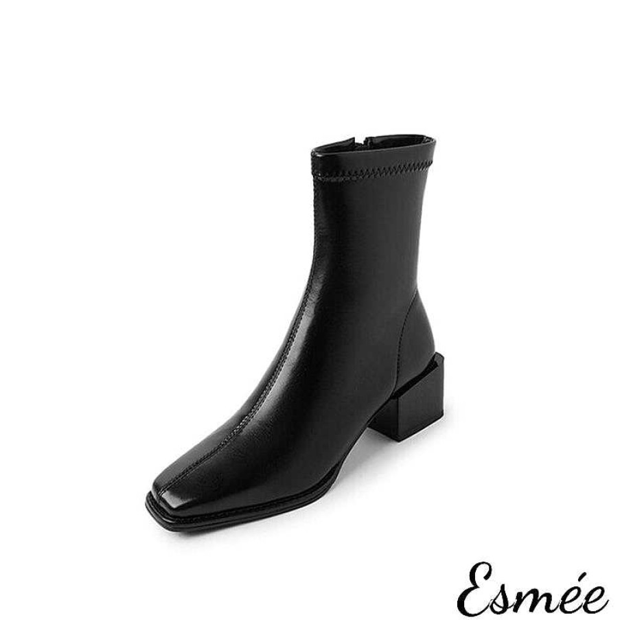 Shoes Esmée | Leather Ankle Boots With Block Heels