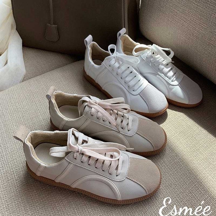 Shoes Esmée | Leather Sneakers With Suede Toe Cap