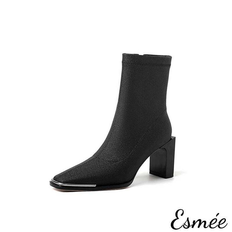 Shoes Esmée | Metallic Leather Ankle Boots With Thin Block Heels