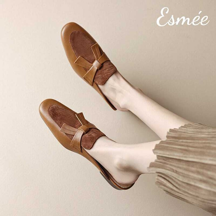 Shoes Esmée | Leather Mules With Bow Knot