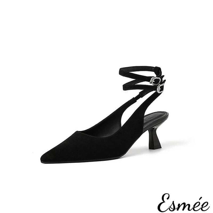 Shoes Esmée | Suede High Heel Sandals With Double Ankle Straps