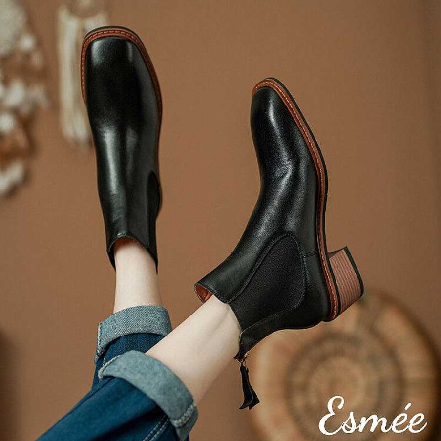 Shoes Esmée | Leather Chelsea Boots With Rear Zippers And Welt Design