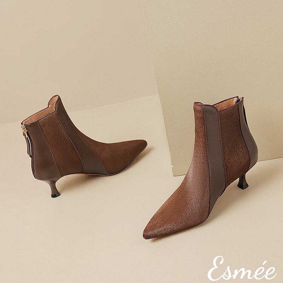 Shoes Esmée | Leather Ankle Boots With Horsehair Design