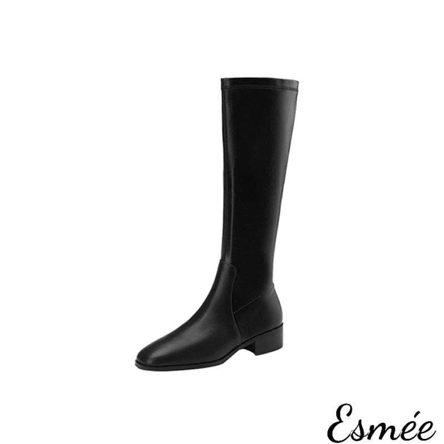 Shoes Esmée | Leather Long Boots With Block Heels