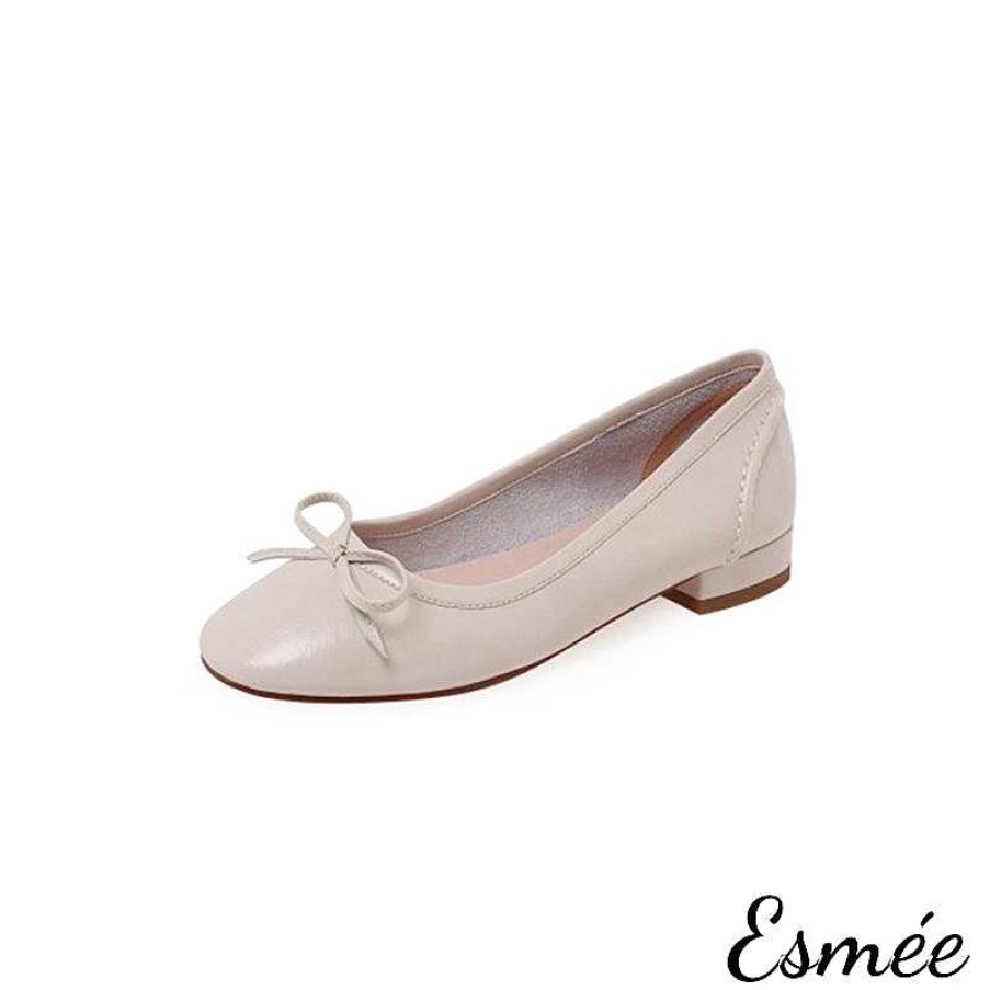 Shoes Esmée | Leather Flats With Bow Knot