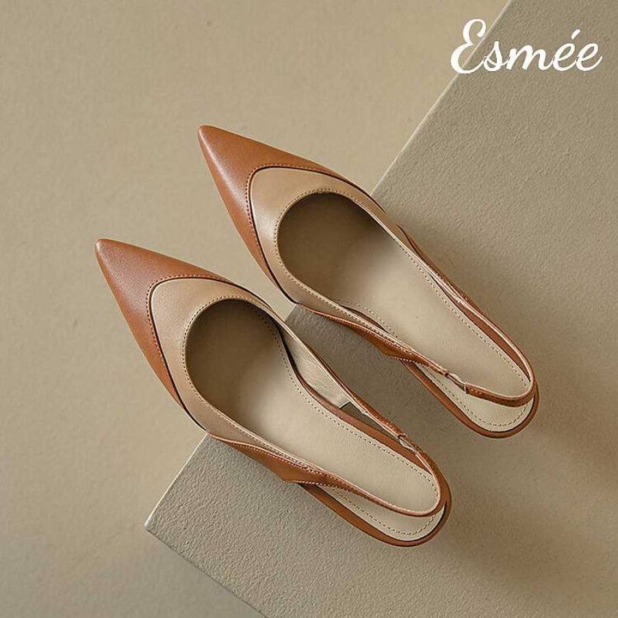 Shoes Esmée | Dual Color Leather High Heel Slingback