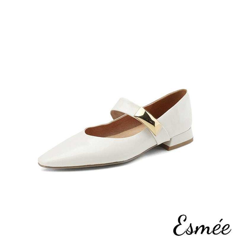 Shoes Esmée | Leather Maryjanes With Metal Buckle Design