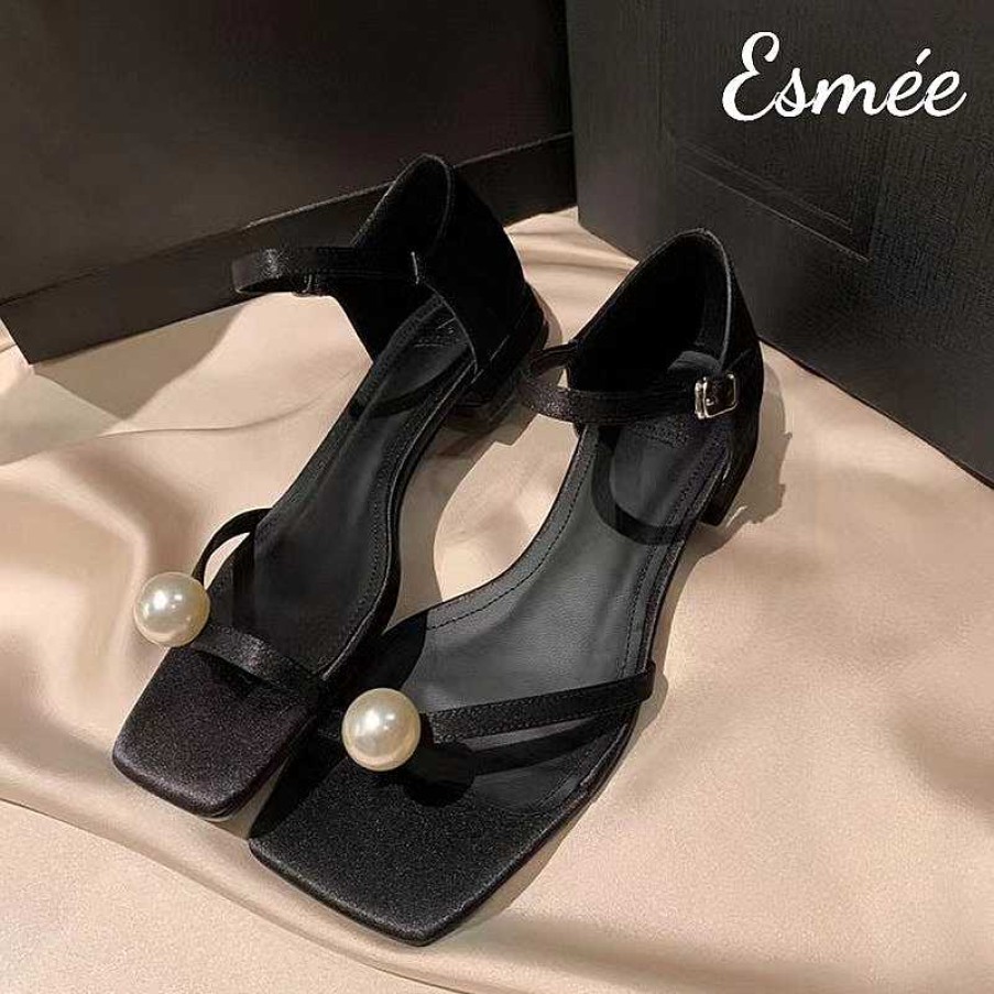 Shoes Esmée | Silk Sandals With Pearl Design