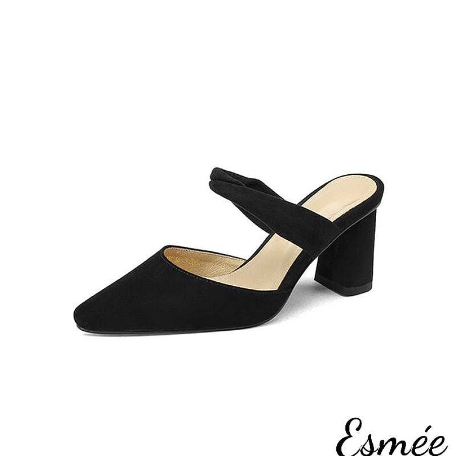 Shoes Esmée | Leather High Heel Mules With Leather Straps