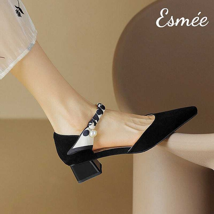 Shoes Esmée | Leather High Heel Sandals With Special Ankle Straps And Pointy Toe Des