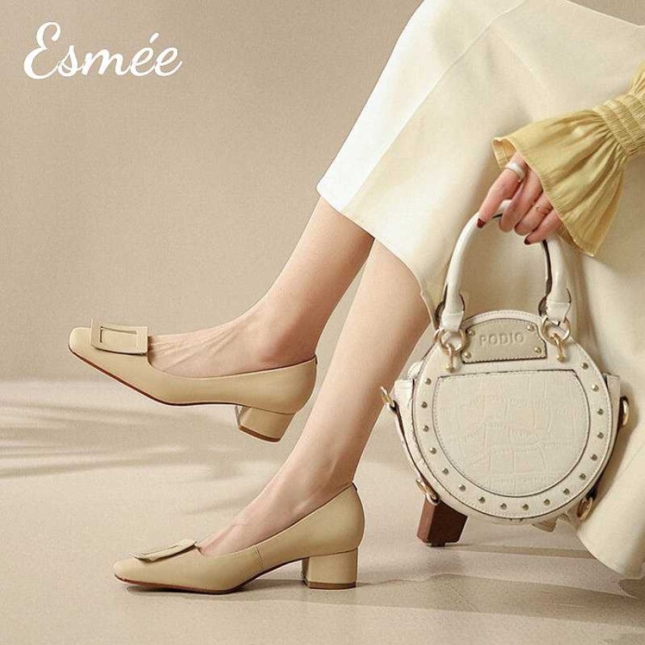 Shoes Esmée | Leather High Heels With Buckle Design