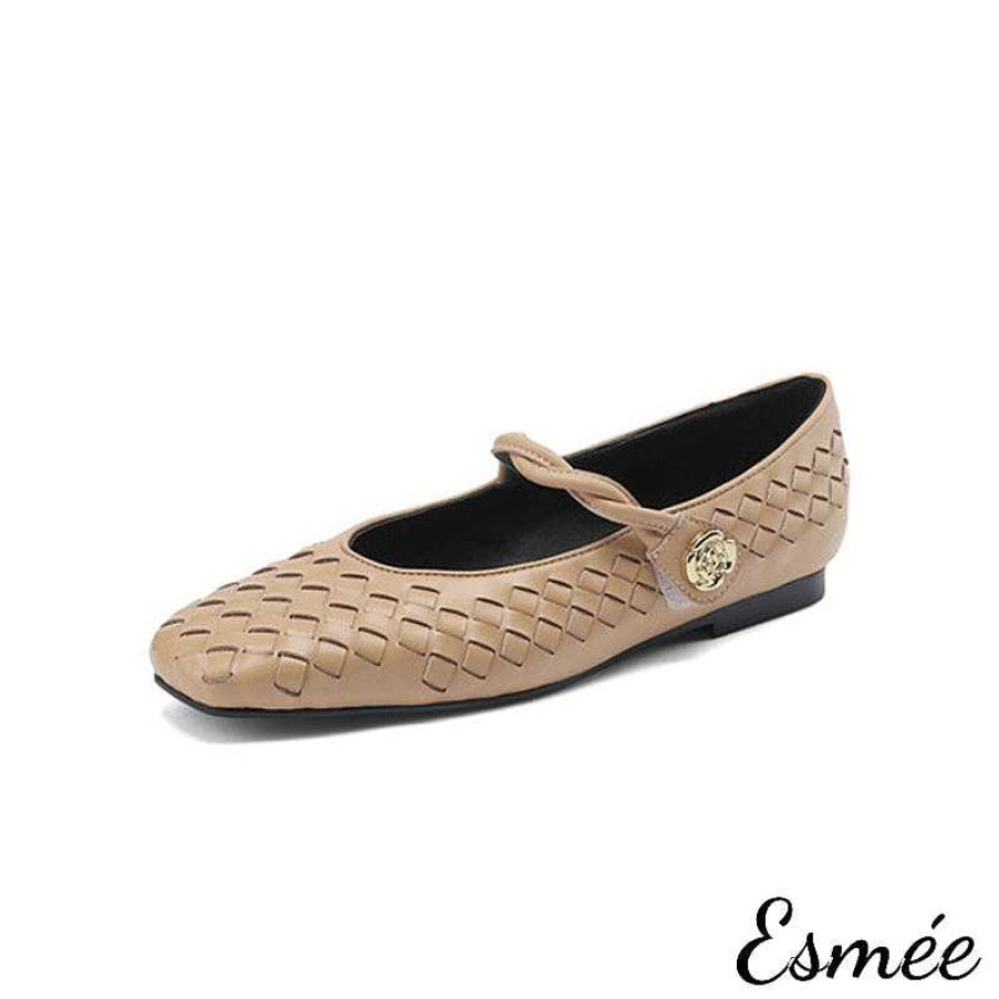 Shoes Esmée | Leather Maryjanes With Woven Design