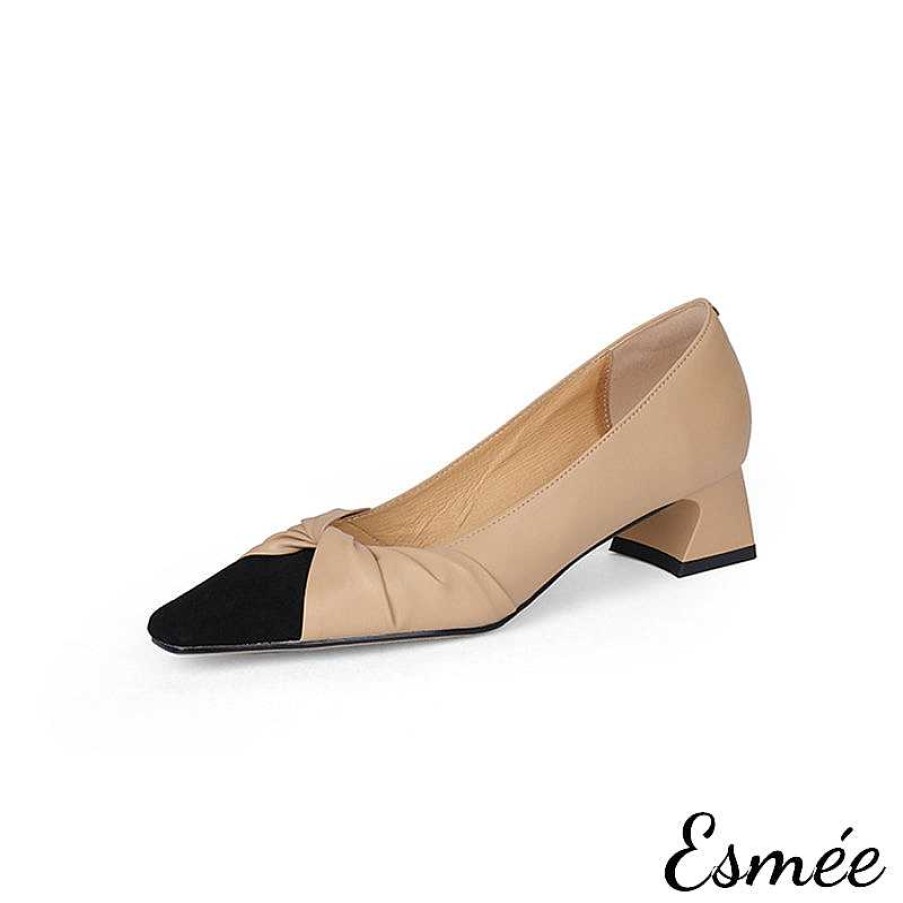 Shoes Esmée | Leather High Heels With Special Design And Toe Cap