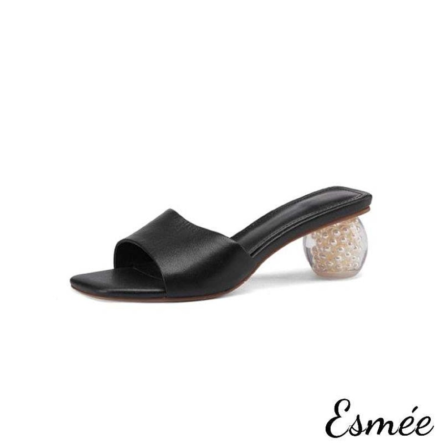 Shoes Esmée | Leather Sandals With Pearl Heels