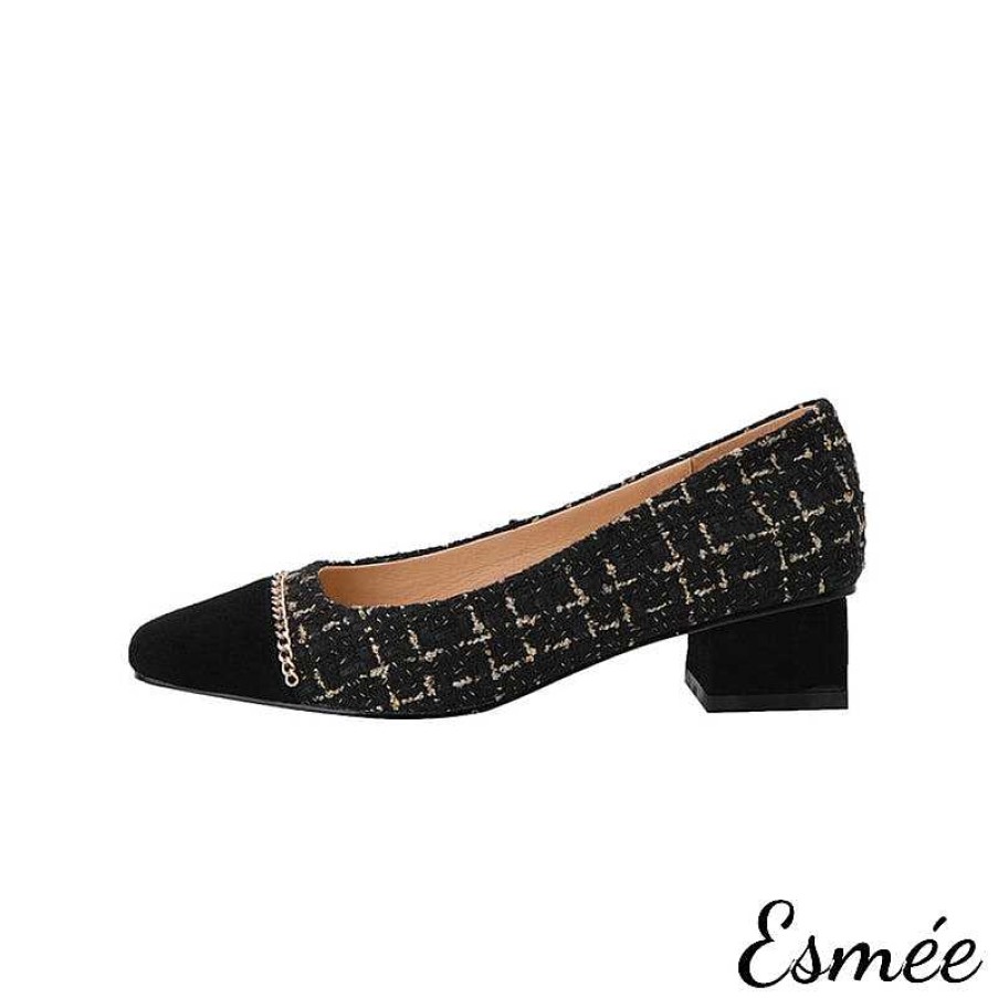 Shoes Esmée | Tweed Fabrics High Heels With Chain Design