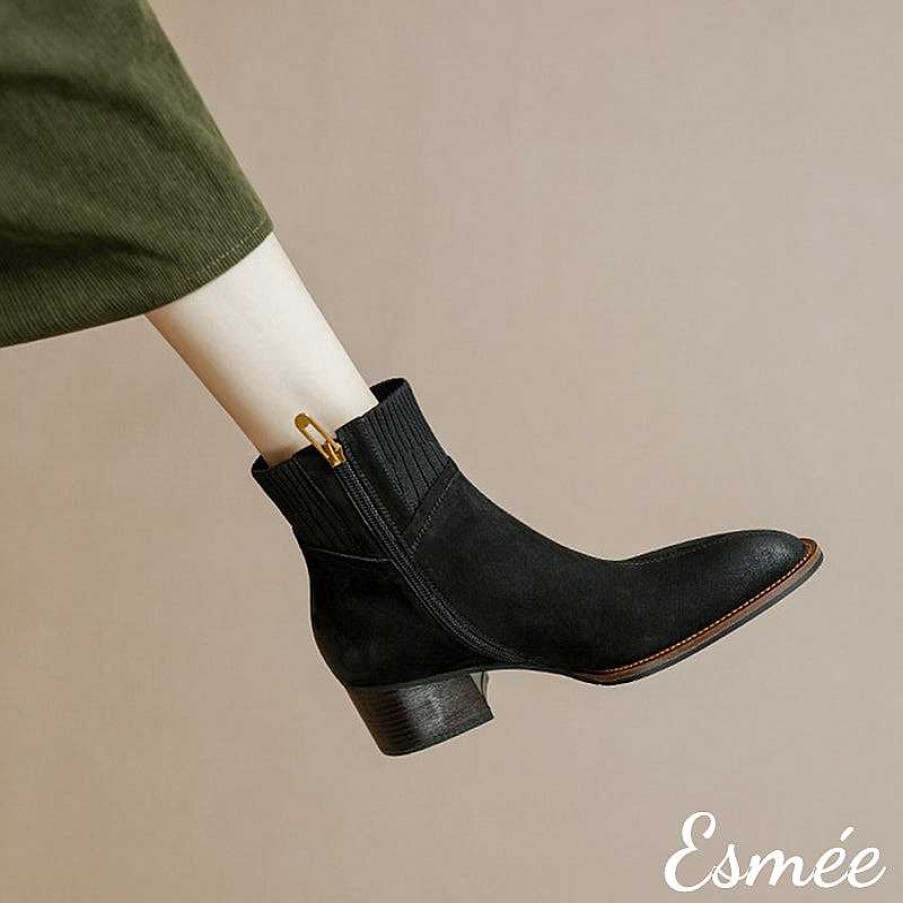 Shoes Esmée | Suede Sock Boots With Special Cutting Design