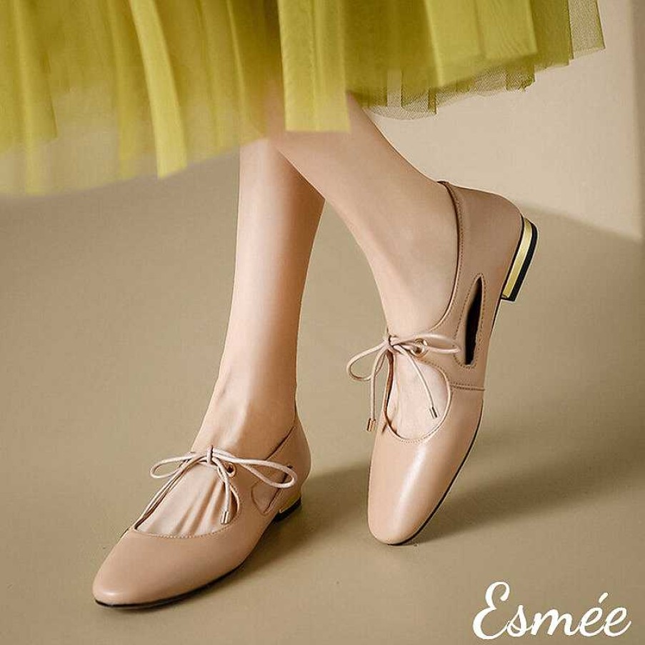 Shoes Esmée | Leather Maryjanes With Bow Knot Design