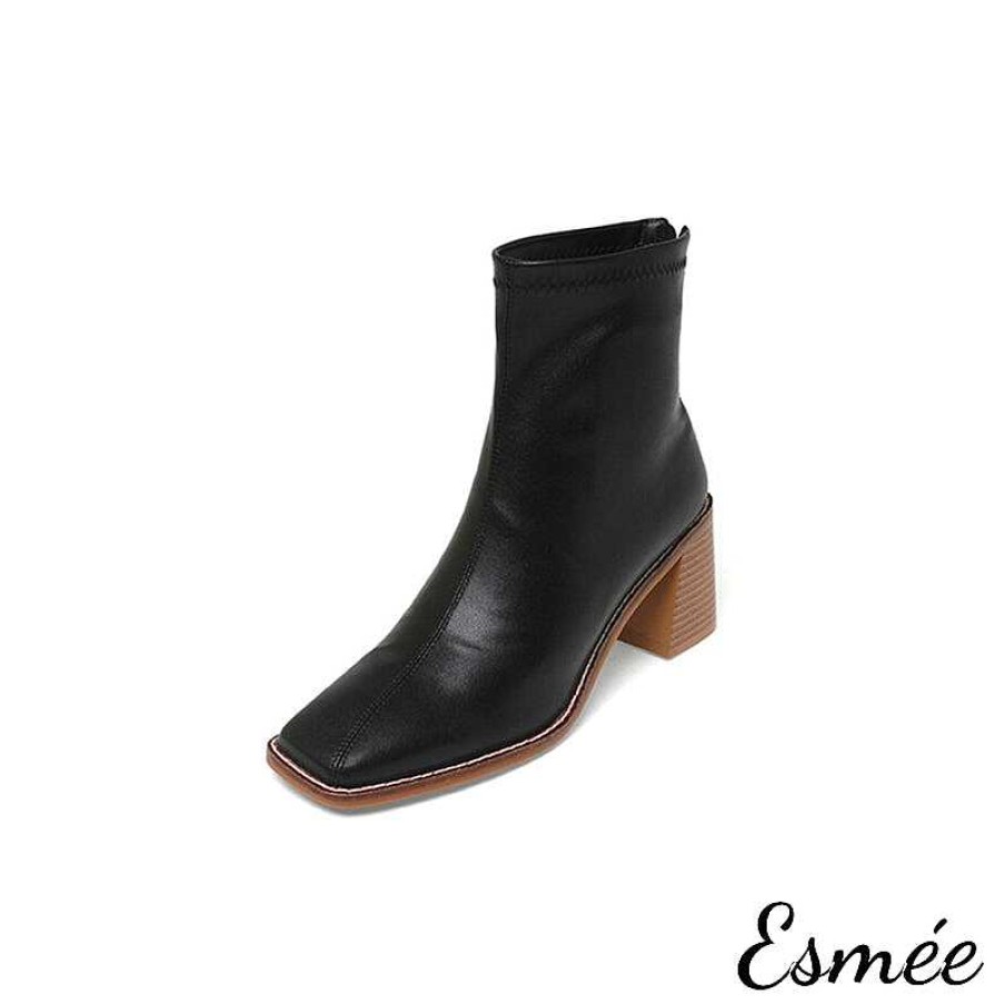 Shoes Esmée | Leather Ankle Boots With Wooden Heels