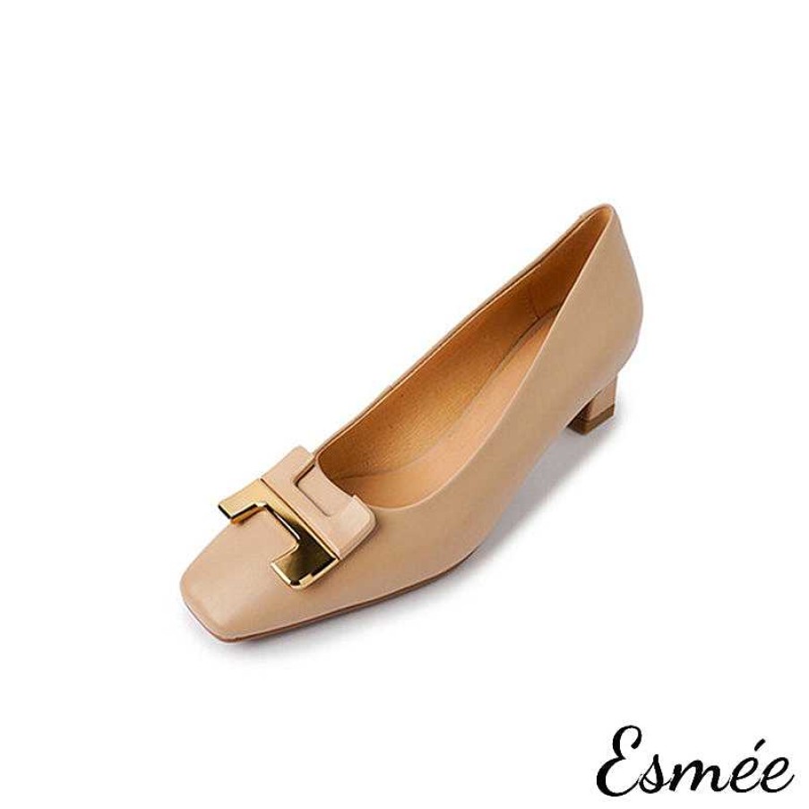 Shoes Esmée | Leather High Heels With H Metal Buckle