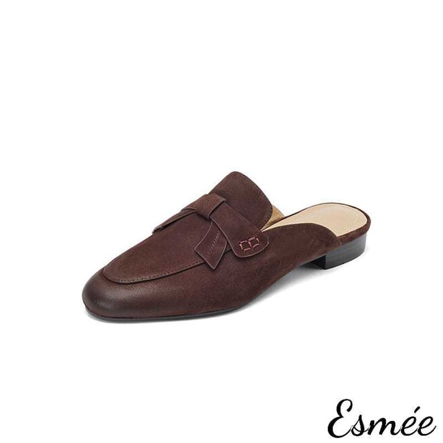 Shoes Esmée | Leather Mules With Bow Knot Design