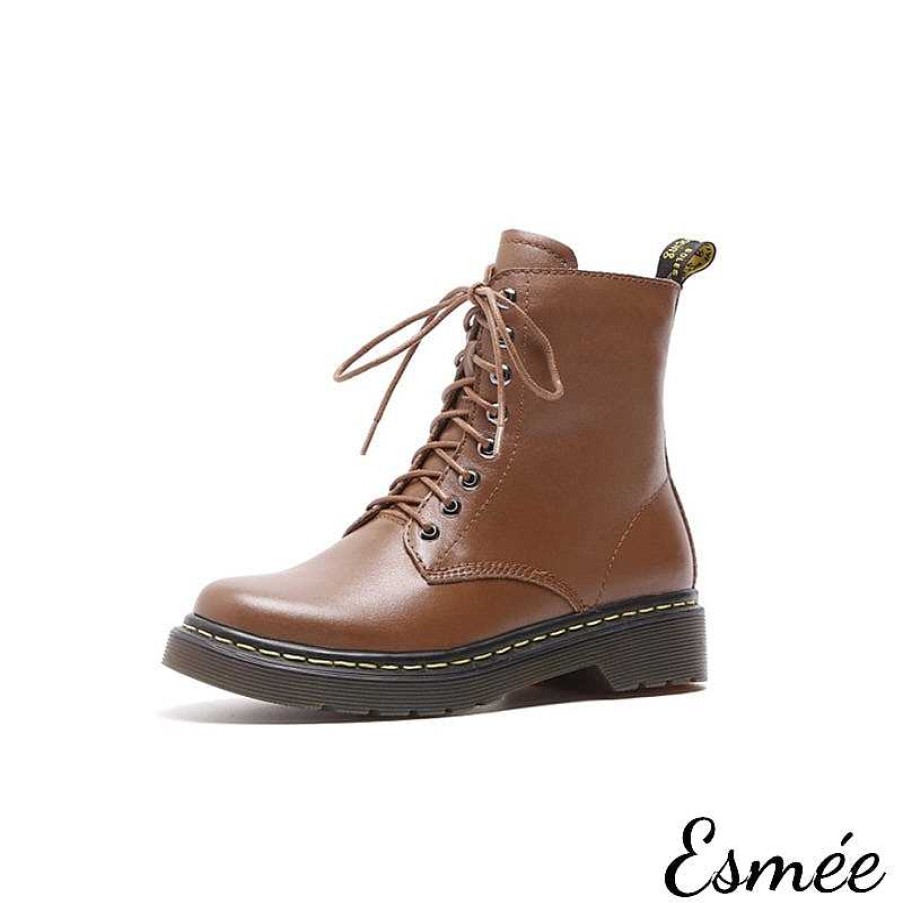 Shoes Esmée | Leather Marten Boots With Welt Design