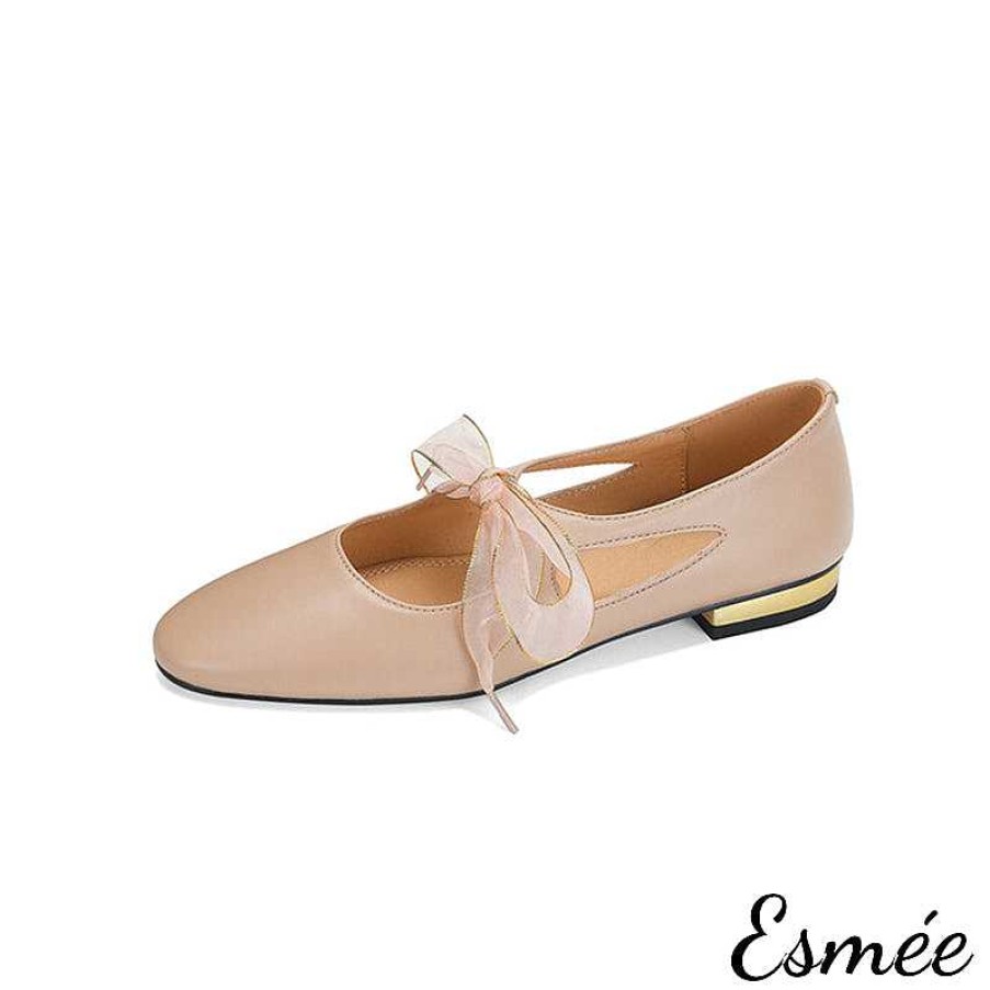 Shoes Esmée | Leather Maryjanes With Bow Knot Design