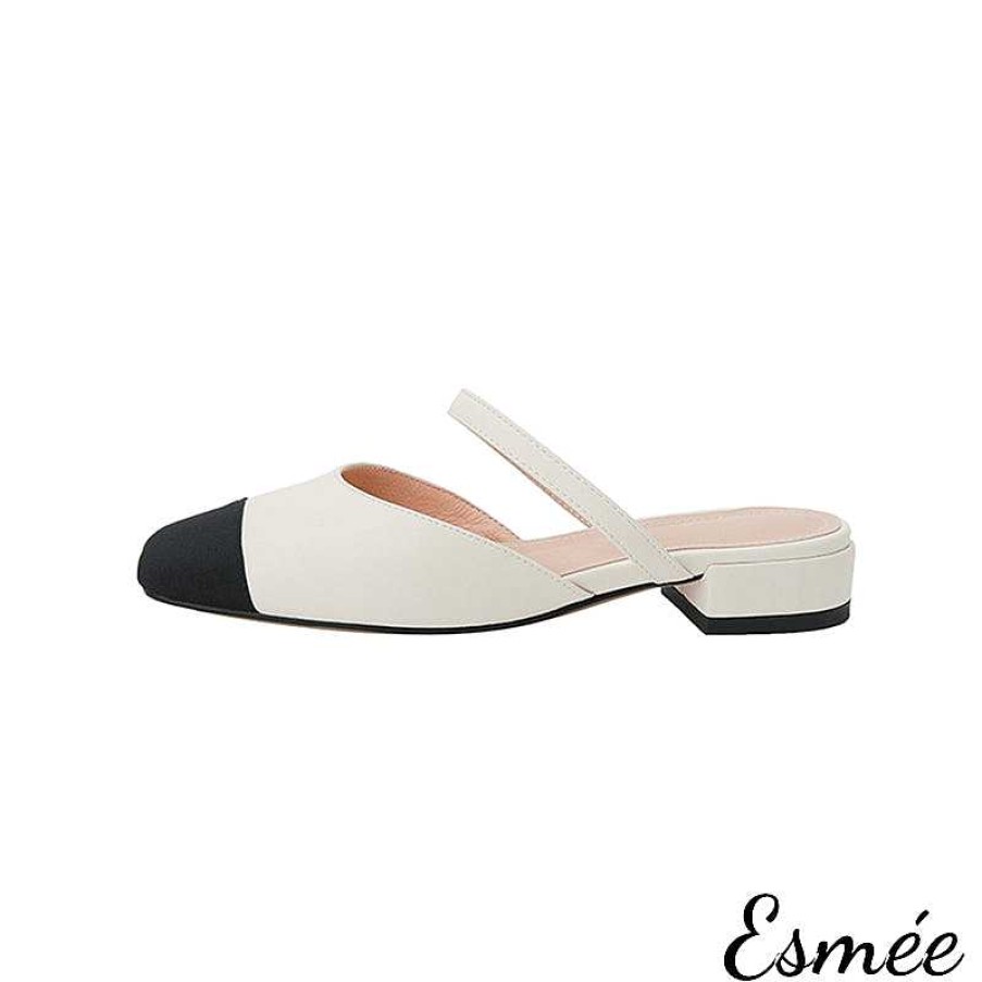 Shoes Esmée | Leather Mules With Square Toe Design