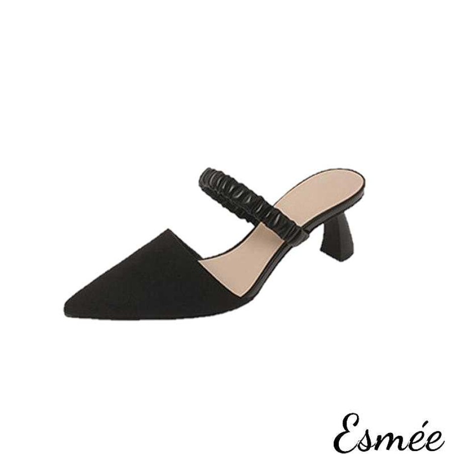 Shoes Esmée | Leather High Heel Mules With Ribbon Straps