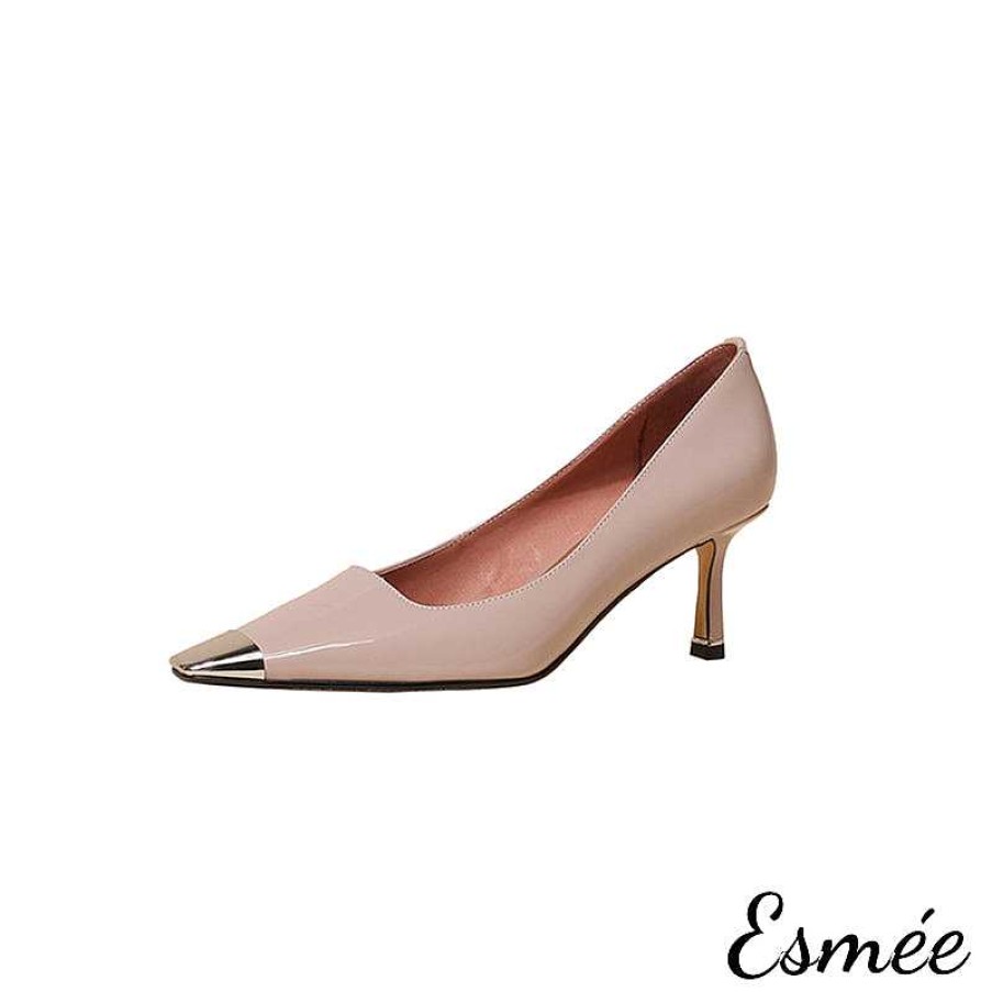 Shoes Esmée | Patent Leather High Heels With Silver Toe Cap