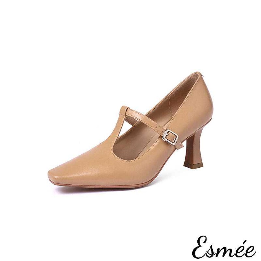 Shoes Esmée | Leather High Heel T Straps