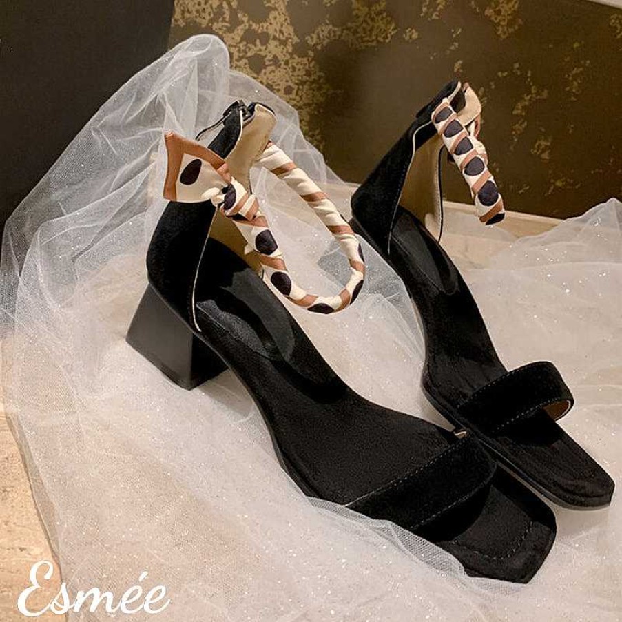 Shoes Esmée | Leather High Heel Sandals With Special Ankle Straps