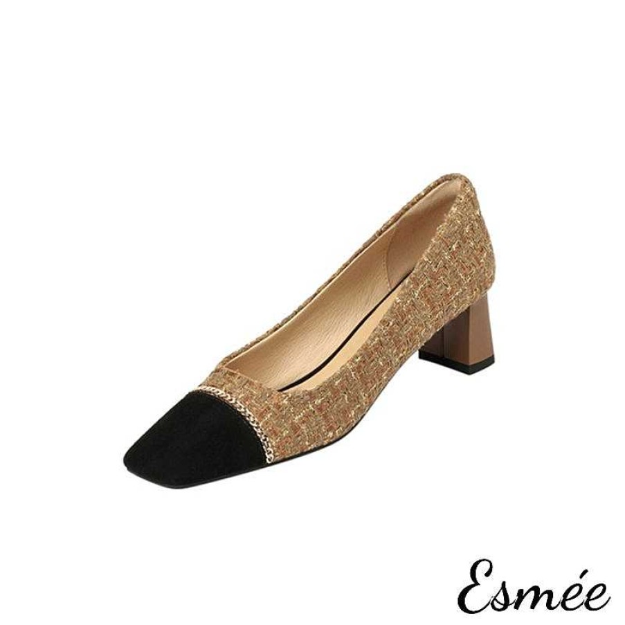 Shoes Esmée | Tweed Fabrics High Heels With Chain Design