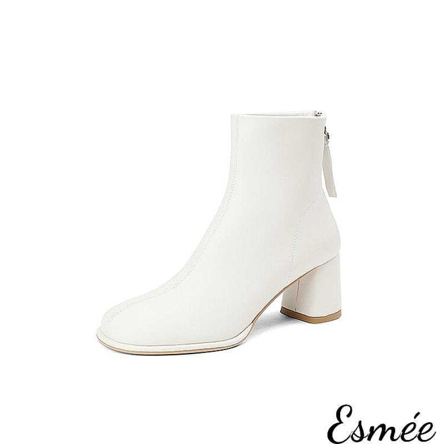 Shoes Esmée | Leather Ankle Boots With Round Toe Design And Rear Zippers