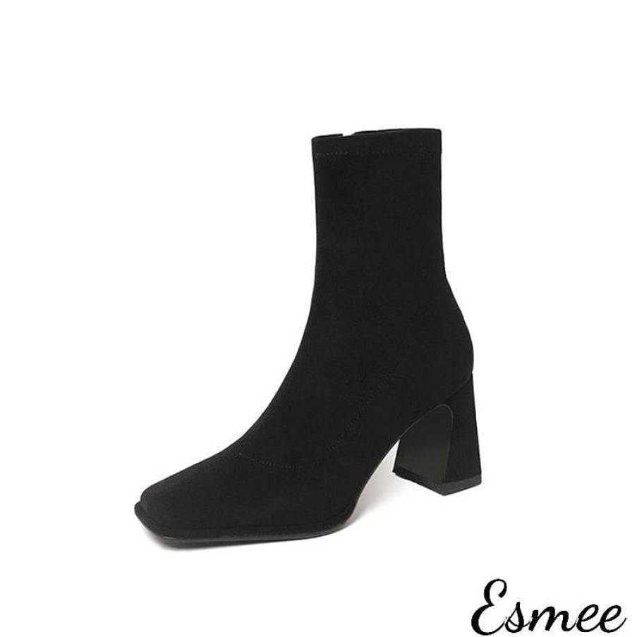 Shoes Esmée | Suede Ankle Boots With Square Toe Design