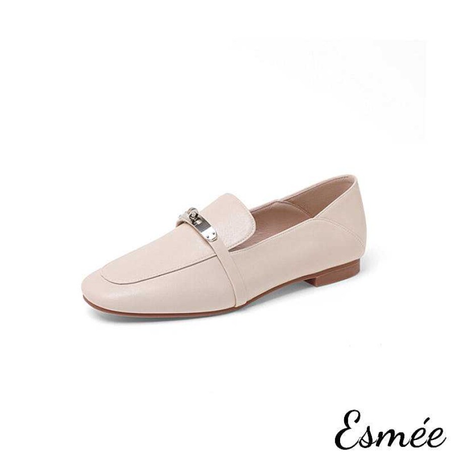 Shoes Esmée | Leather Loafers With Silver Plated Metal Buckle