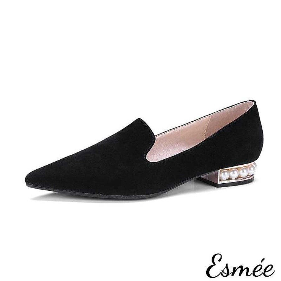 Shoes Esmée | Pearl Series - Pointed-Toe Suede Loafers