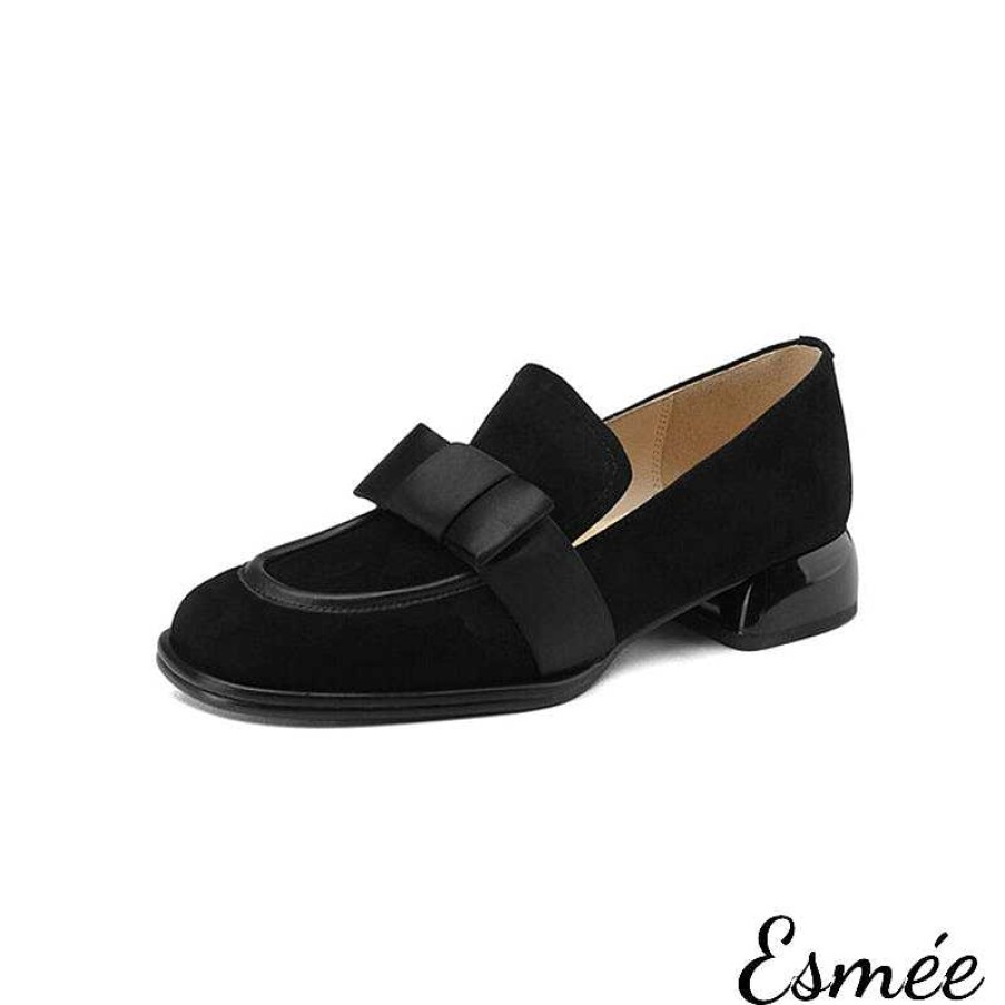 Shoes Esmée | Suede Loafers With Bow Knot Design