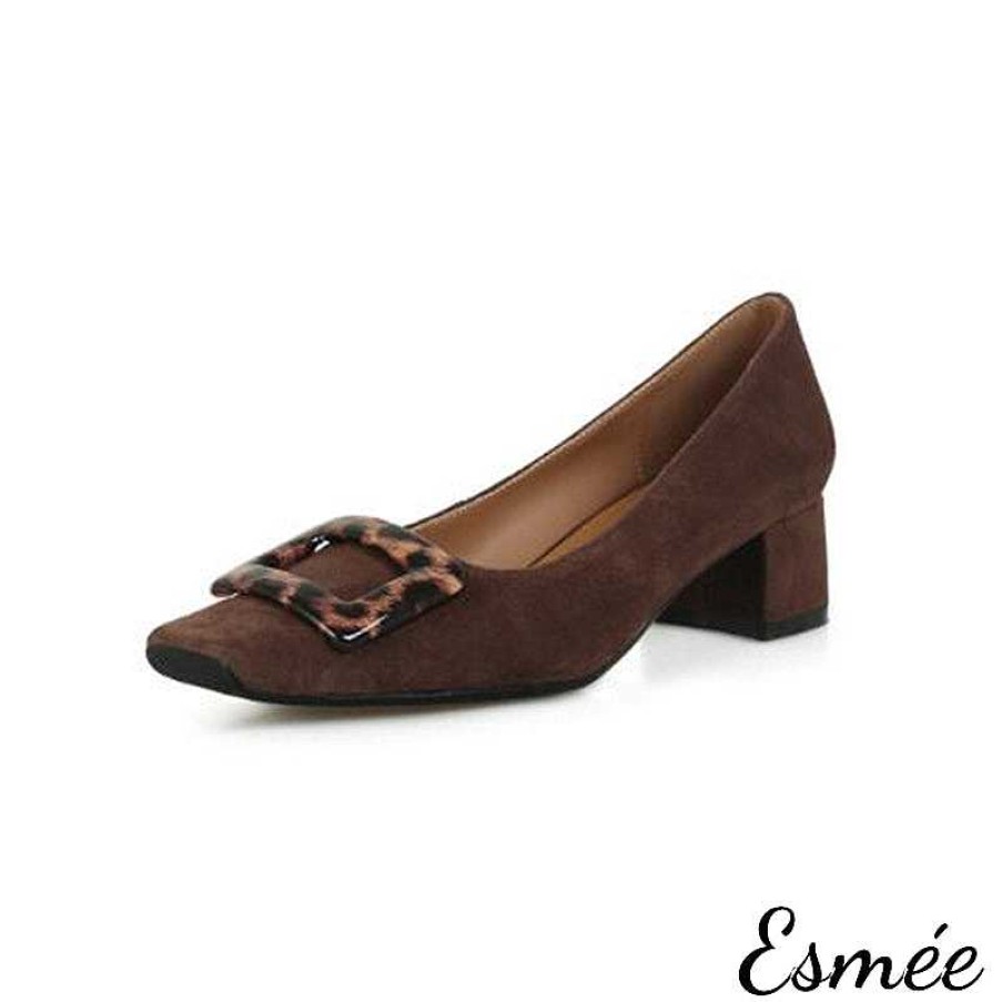 Shoes Esmée | Suede High Heels With Amber Buckle