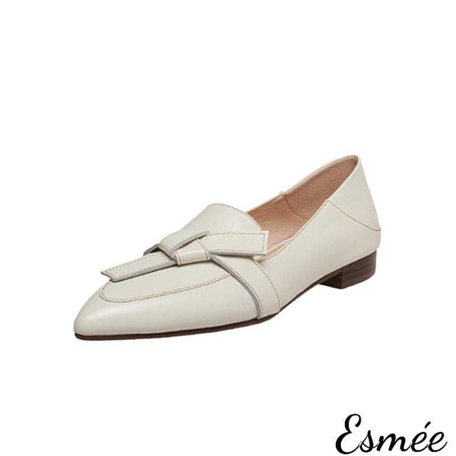 Shoes Esmée | Leather Pointed Toe Loafers With Artful Knots