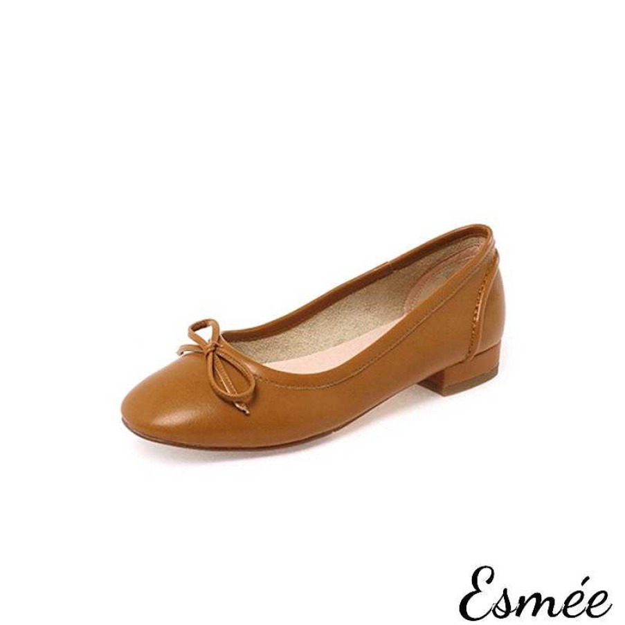 Shoes Esmée | Leather Flats With Bow Knot