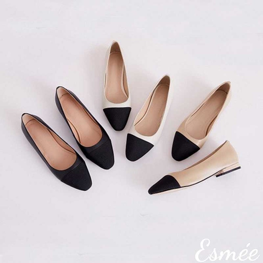 Shoes Esmée | Leather Ballet Flats With Toe Cap