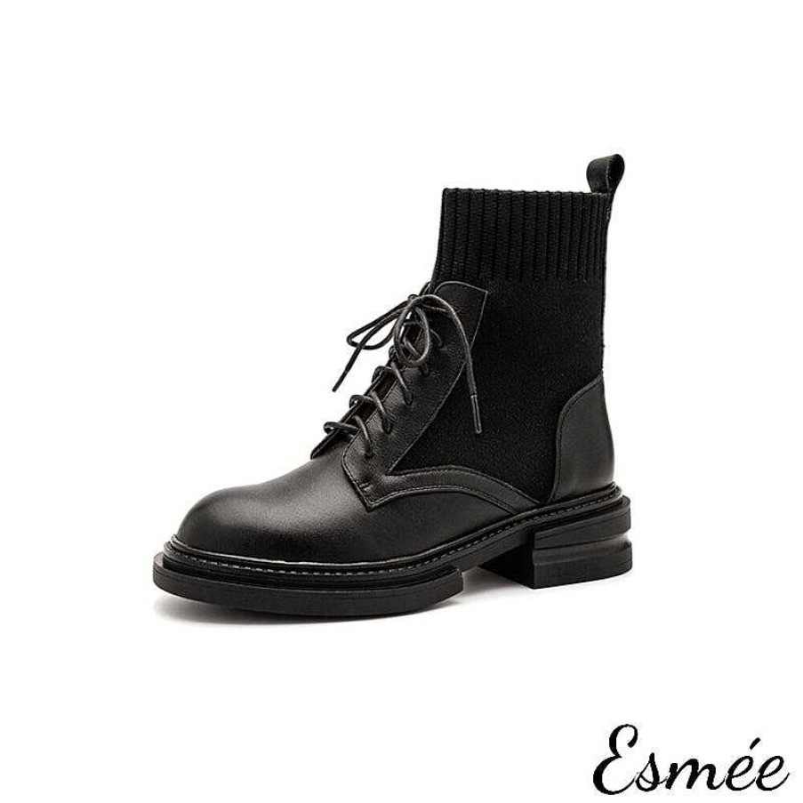 Shoes Esmée | Leather Marten Boots With Sock Tube